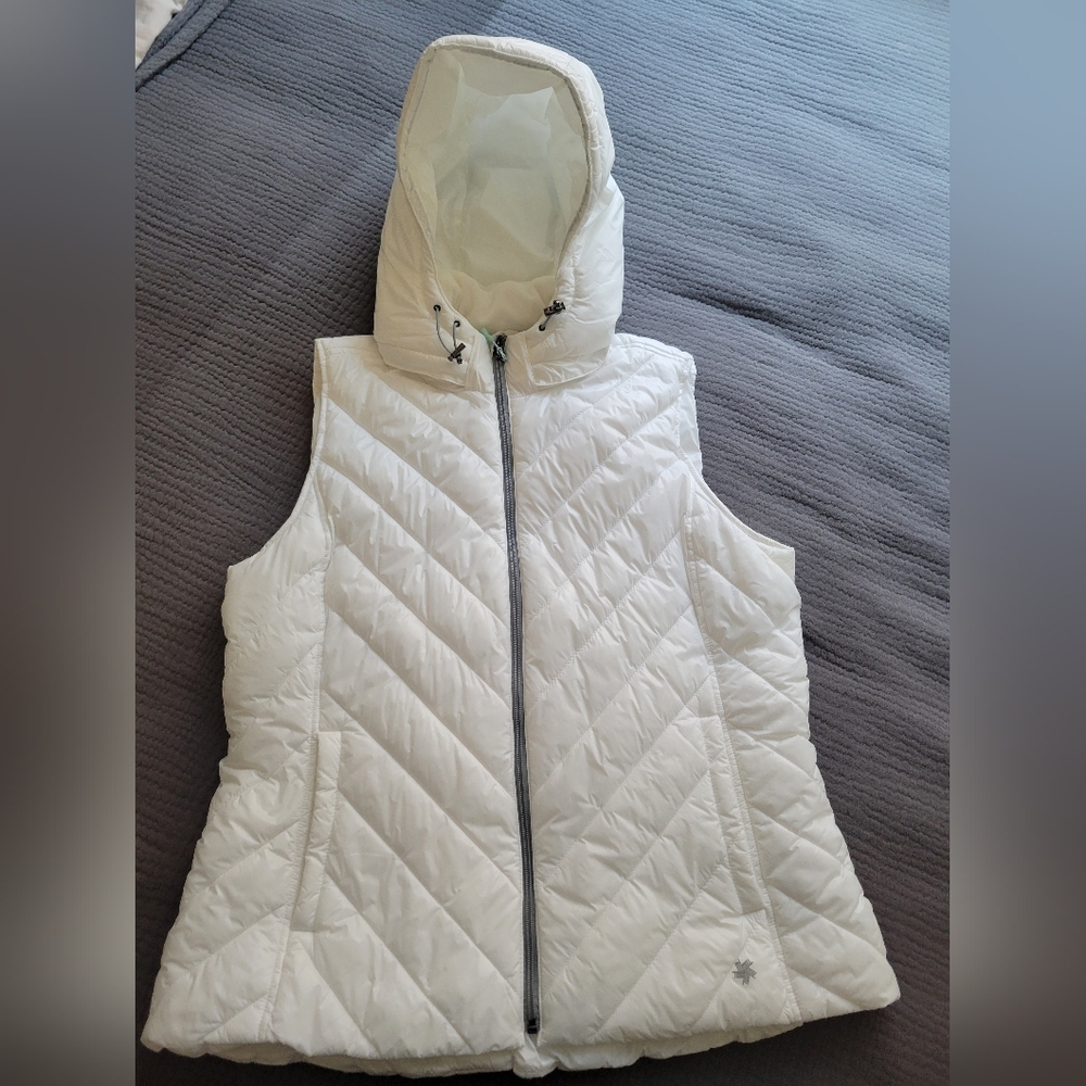 Women's Quilted Hooded Vest - White XL